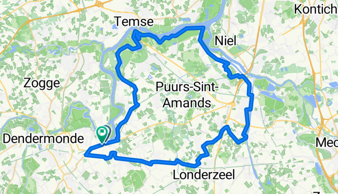 51.028, 4.176 naar 51.028, 4.176