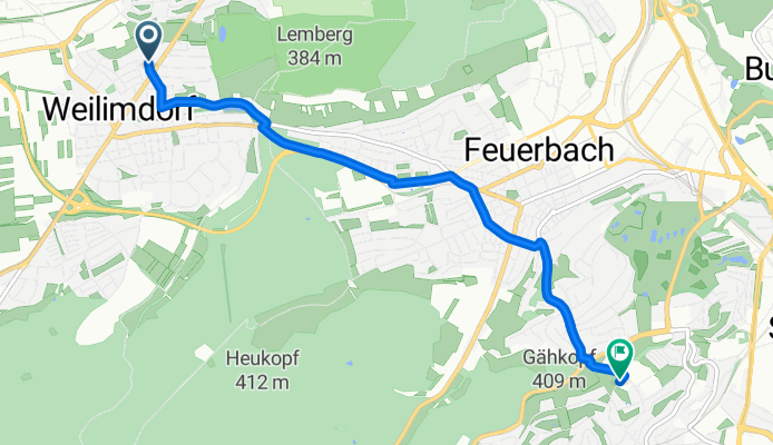 Solitudestraße nach Feuerbacher Weg
