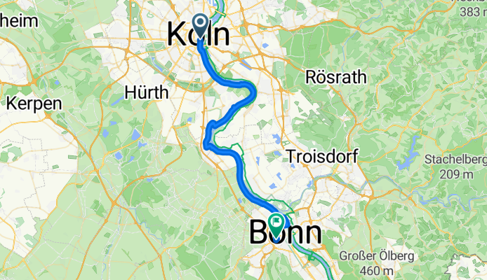 Frankenwerft, Köln nach Richard-Wagner-Straße, Bonn