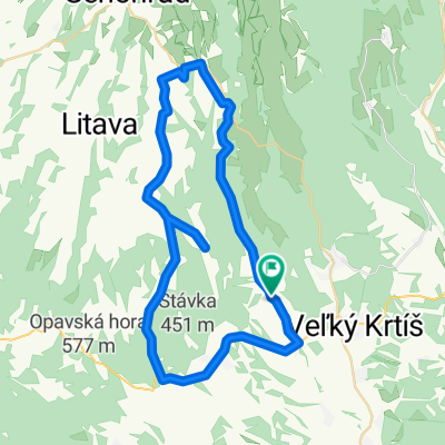 Stredné Plachtince - lesom Dačov Lom a Sucháň - pod Vysielač a cez Čebovce späť