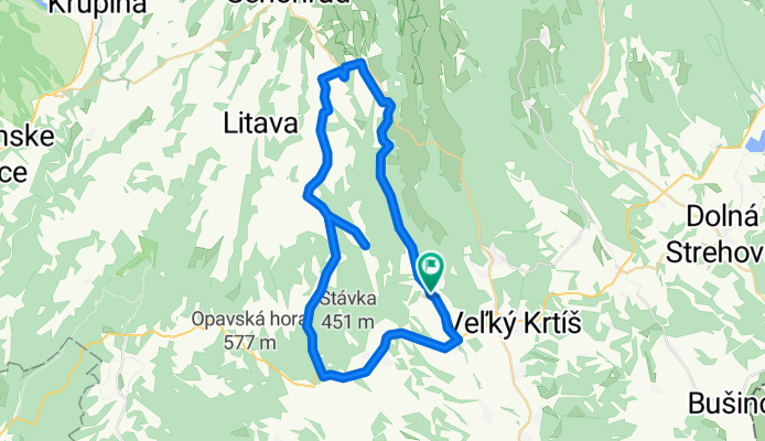 Stredné Plachtince - lesom Dačov Lom a Sucháň - pod Vysielač a cez Čebovce späť