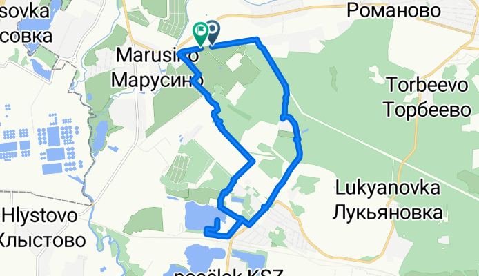 Абрикосовая улица, деревня Марусино до Абрикосовая улица, деревня Марусино