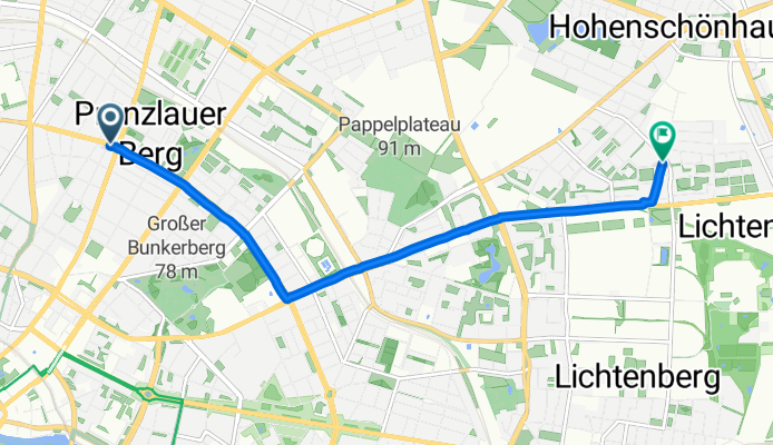 Kollwitzstraße, Berlin to Genslerstraße, Berlin