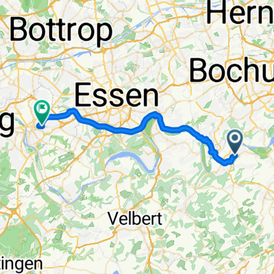 Ulmenstraße, Hattingen nach Hingbergstraße, Mülheim an der Ruhr