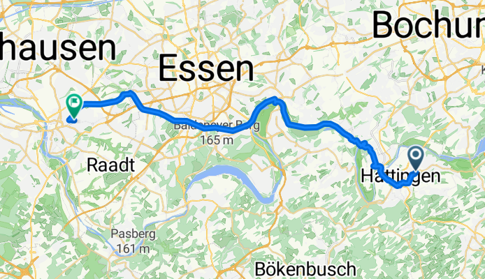 Ulmenstraße, Hattingen nach Hingbergstraße, Mülheim an der Ruhr