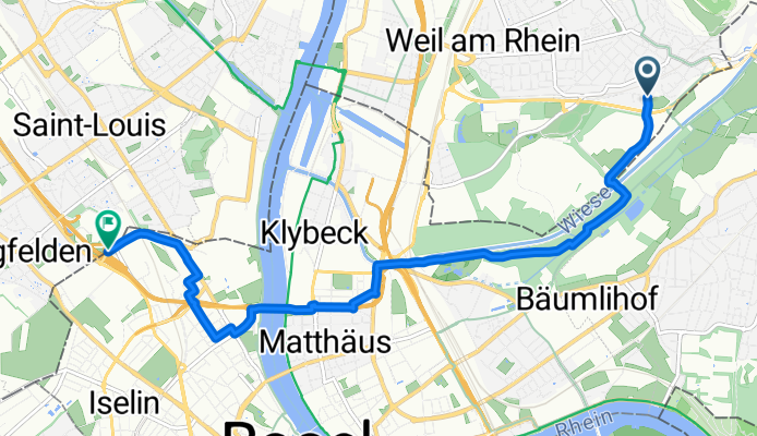 Schutzackerstraße, Weil am Rhein nach St. Johann, Basel