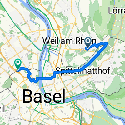 Schutzackerstraße, Weil am Rhein nach St. Johann, Basel