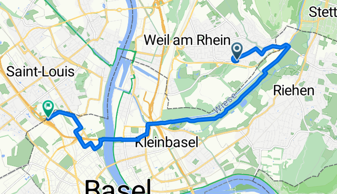 Schutzackerstraße, Weil am Rhein nach St. Johann, Basel