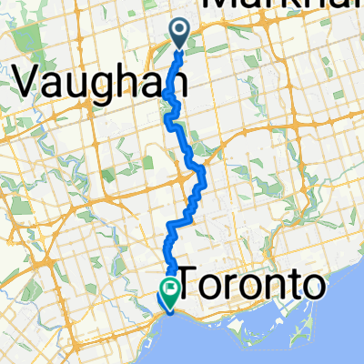 Route Thornhill to Sunnyside Beach