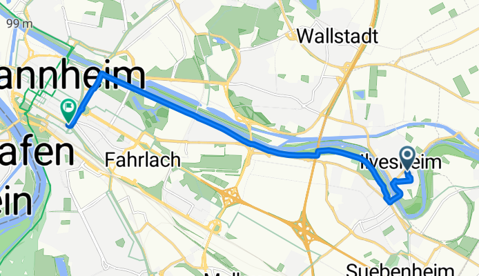 Pfarrstraße, Ilvesheim nach Schwetzinger Straße, Mannheim