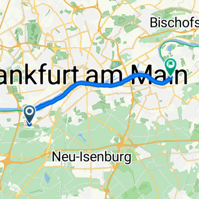 Lyoner Straße, Frankfurt am Main nach Schöffenstraße, Offenbach am Main