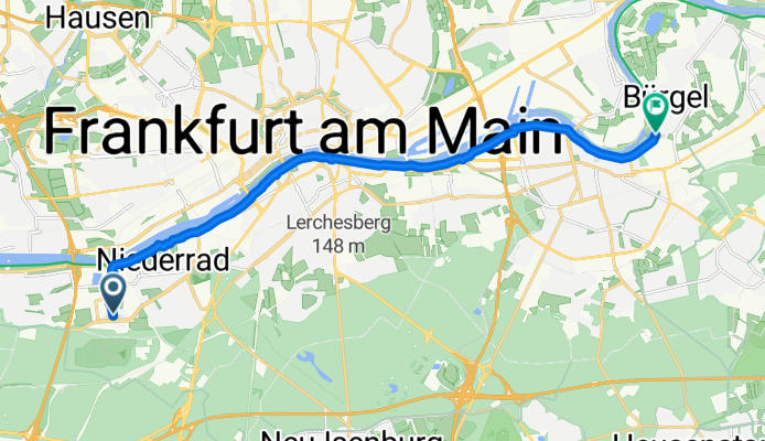 Lyoner Straße, Frankfurt am Main nach Schöffenstraße, Offenbach am Main