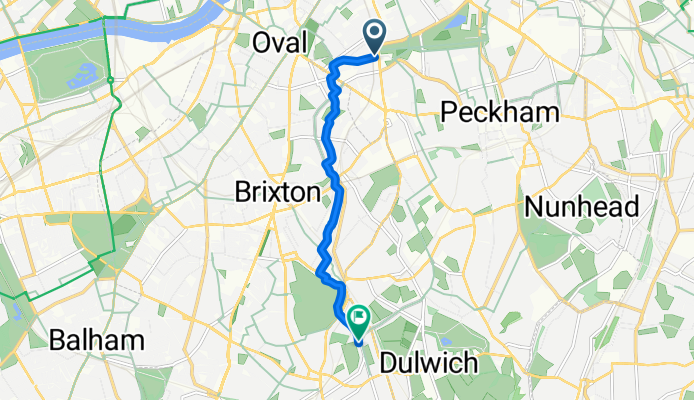 Route from Addington Square, London