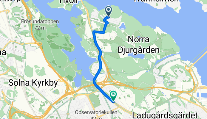 Forskarbacken, Stockholm to Valhallavägen, Stockholm