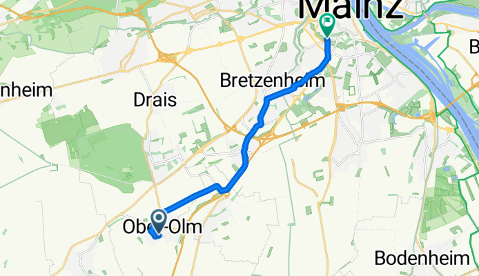 Untere Mahlgasse, Ober-Olm nach Gaustraße, Mainz