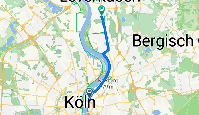Innenstadt, Köln nach Chempark, Leverkusen