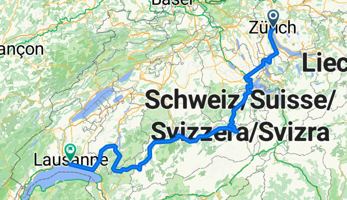 Lakes Route - Zurich to Lausanne