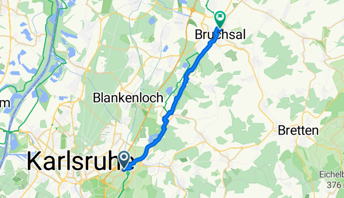 Hauptbahnstraße, Karlsruhe nach Schlossraum, Bruchsal