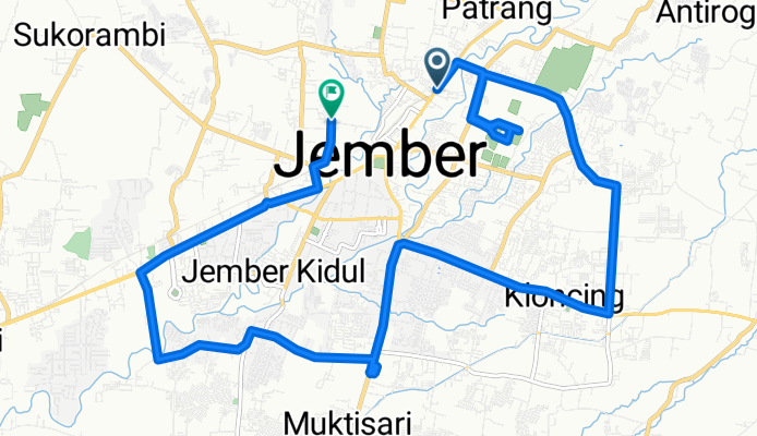 Jalan Panglima Besar Sudirman, Kabupaten Jember to Jalan Perumahan Tugu Bungur Asri, Kabupaten Jember
