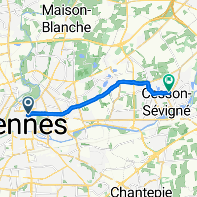 Rue de Robien, Rennes à Boulevard des Métairies, Cesson-Sévigné
