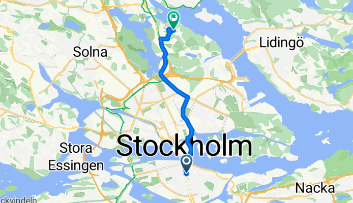 Folkungagatan, Stockholm to Forskarbacken, Stockholm