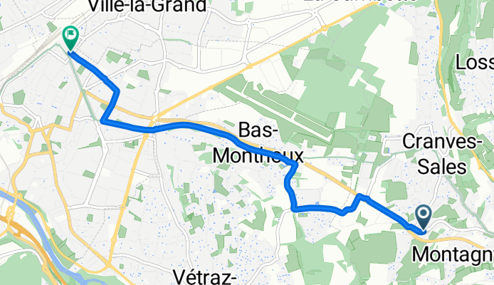 Chemin Lapraz, Cranves-Sales à Esplanade François Mitterrand, Annemasse