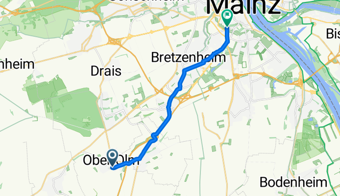 Untere Mahlgasse, Ober-Olm nach Gaustraße, Mainz