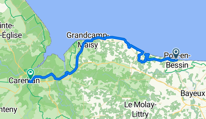 Rue Traversière, Port-en-Bessin-Huppain nach Rue des Fleurs, Carentan