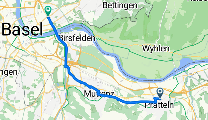 Münchackerstrasse, Pratteln nach Schwarzwaldallee, Basel