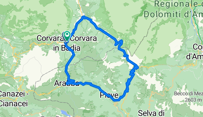 Corvara - Arabba - Pieve - Passo Falzarego - Stern La Villa - Corvara