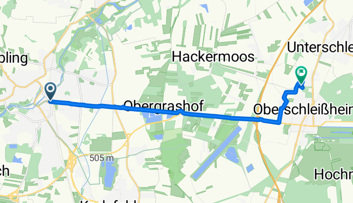 Route nach Bruckmannring, Oberschleißheim