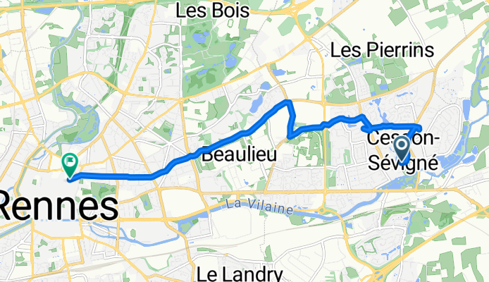 Rue Saint-Martin, Cesson-Sévigné à Rue de Robien, Rennes
