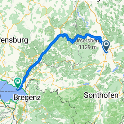 Rathausplatz, Kempten (Allgäu) naar Bahnhofplatz, Lindau (Bodensee)