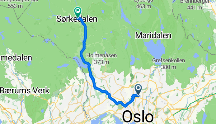 St. Hanshaugen, Oslo to Sørkedalsveien, Oslo