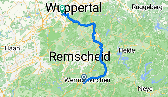 Waldstraße, Wermelskirchen nach Kirchstraße, Wuppertal