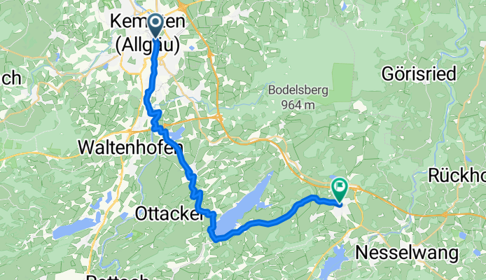 Füssener Straße, Kempten (Allgäu) nach Sebastian-Kneipp-Weg, Oy-Mittelberg