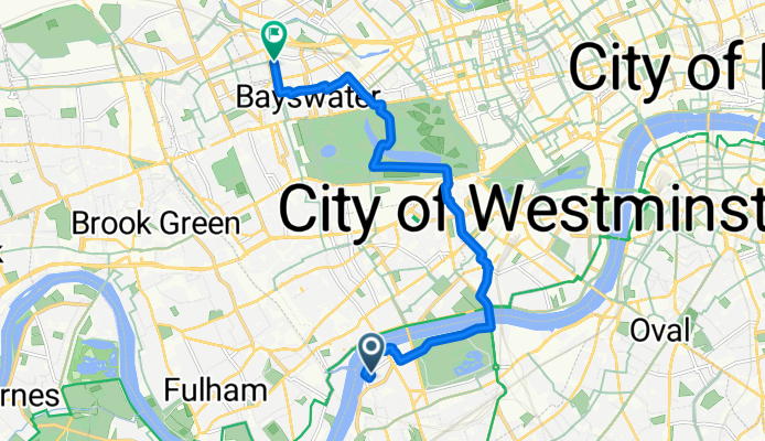 Battersea Church Road, London to Alexander Street, London