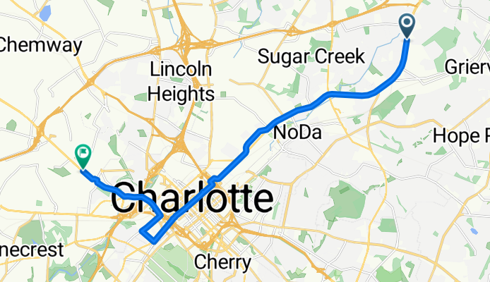 N Tryon St, Charlotte to Freedom Dr, Charlotte