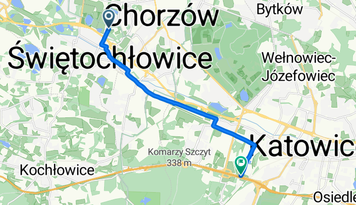 Chorzów Gwarecka do Załęże Kąpielisko Bugla