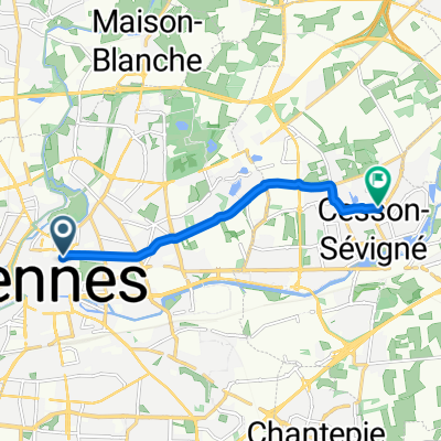 Rue de Robien, Rennes à Boulevard des Métairies, Cesson-Sévigné