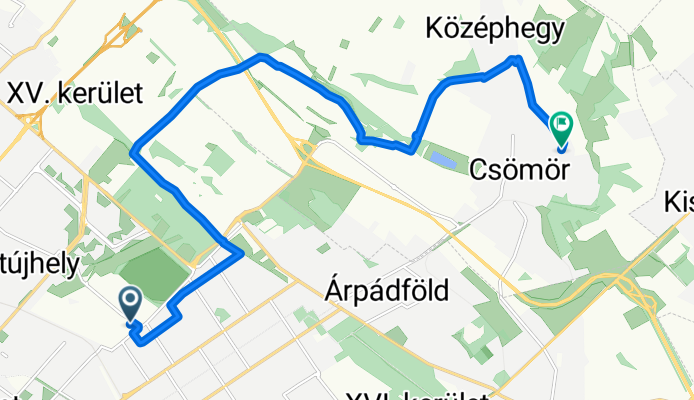 Késmárk utca, Budapest to Szőlő utca, Csömör