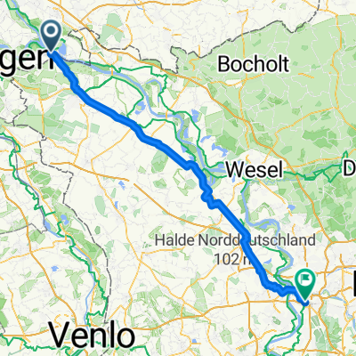 Millingen naar Duisburg