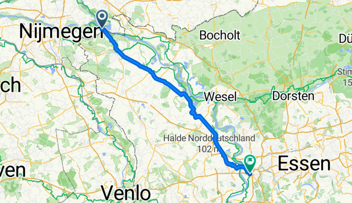 Millingen naar Duisburg