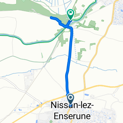 Rue du Marché, Nissan-lez-Enserune à Eurovélo 8, Colombiers