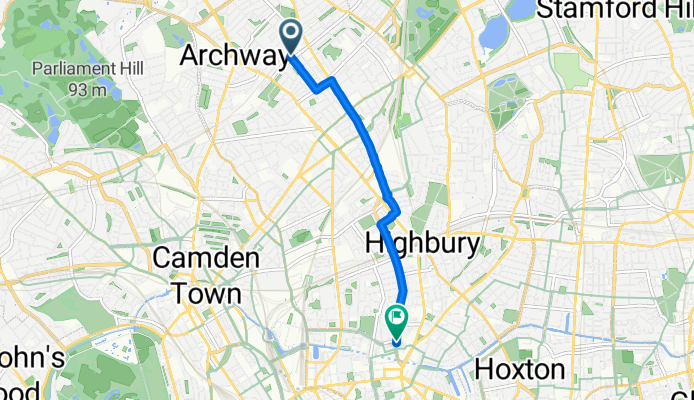 Marlborough Road, London to Parkfield Street, London