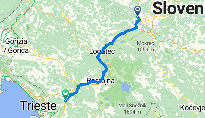Prušnikova Ulica to Kraška cesta
