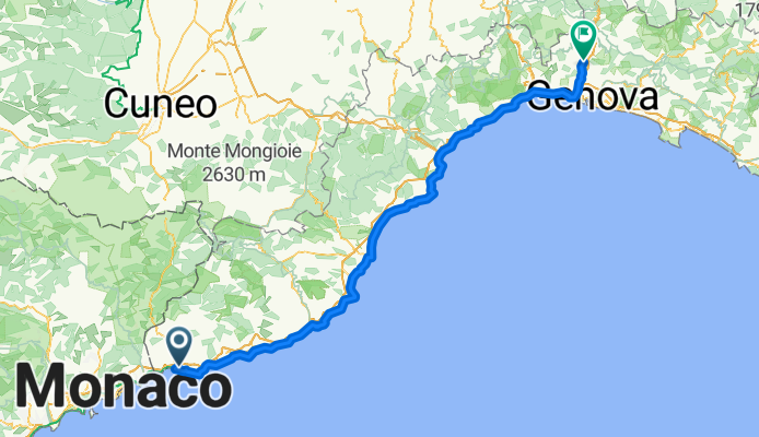 Ventimiglia  - Sanremo - Imperia - Savona - Varazze - Cornigliano  - Pontedecimo stazione.