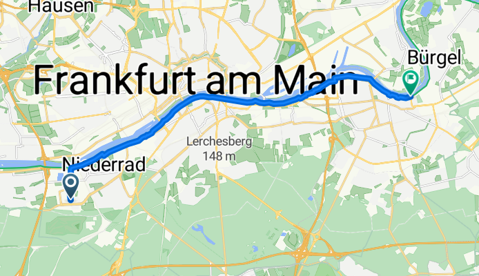 Lyoner Straße, Frankfurt am Main nach Mainstraße, Offenbach am Main