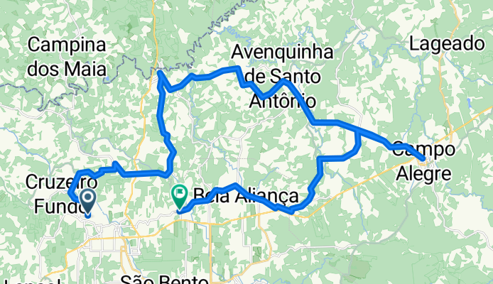 De Rua Canoinhas a Estrada Dona Francisca