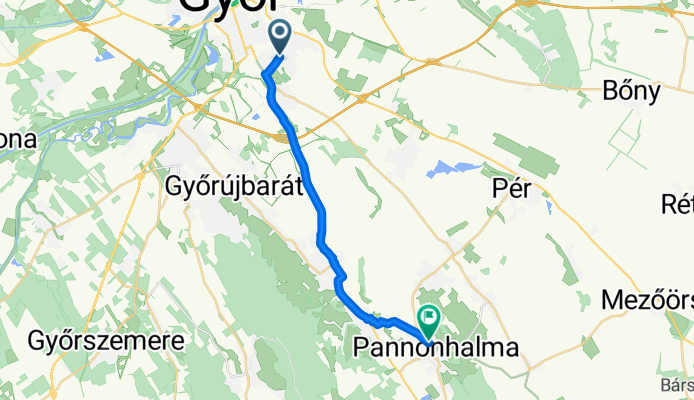 József Attila utca, Győr to Dózsa György utca, Pannonhalma
